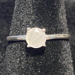 Ring Faceted Moonstone Size 7.25 Sterling Silver Stamped 925